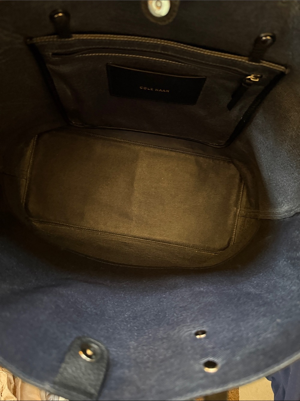 Cole Haan Palermo Black Leather Large Tote Bag Shoulder Work Purse Minimalist - Picture 5 of 10